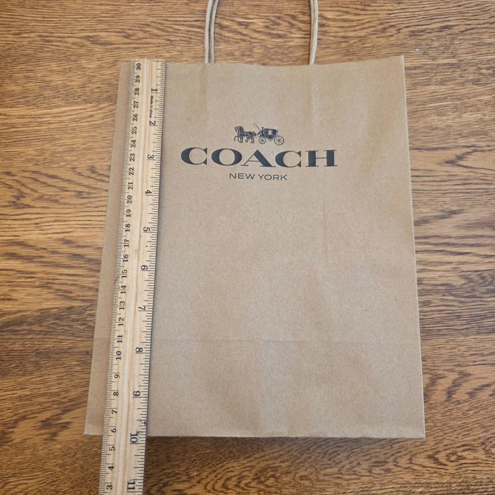 Coach New York Brown Kraft Paper Shopping Bag Medium Horse & Carriage Logo Gift